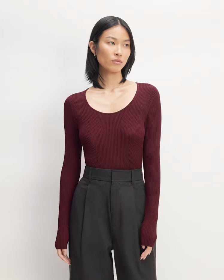 The Ribbed Scoop-Neck Sweater