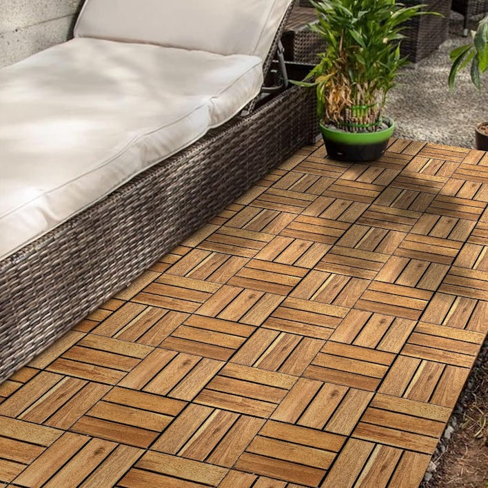 RAKYTO Solid Wood Interlocking Flooring Tiles (10-Pack)