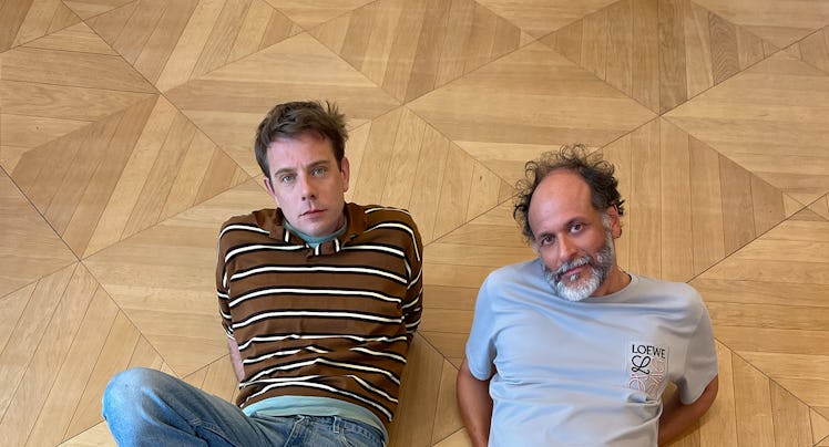 Designer Jonathan Anderson (left) and director Luca Guadagnino at Loewe’s headquarters, in Paris.