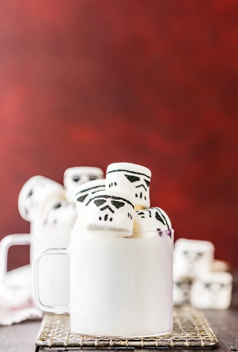 White Hot Chocolate With Stormtrooper Marshmallows is a great Star Wars recipe to make.