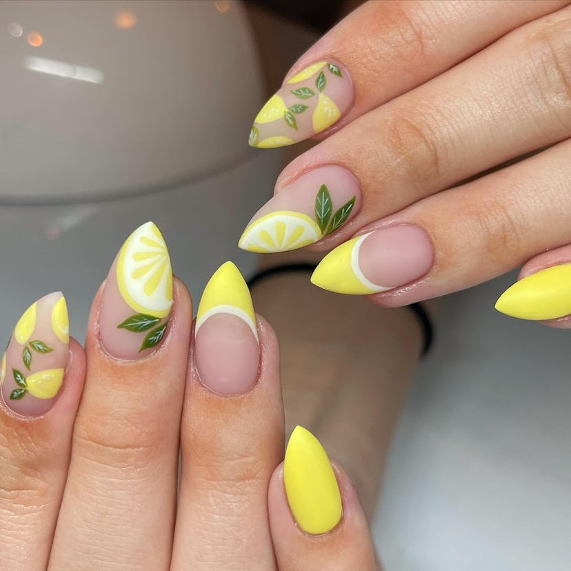 Lemon nail designs are on-trend.