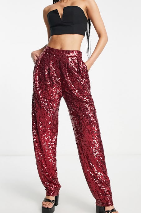 ASOS Design Tall Sequin Slouchy Pants 