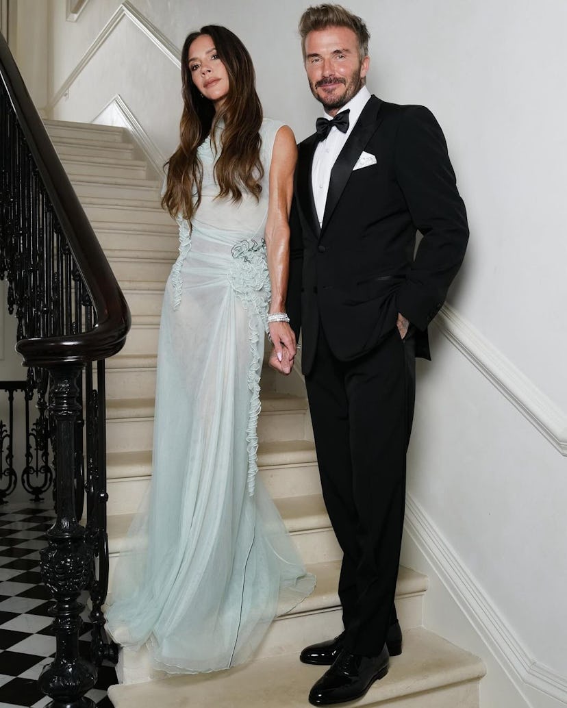 Victoria and David Beckham at Victoria's 50th Birthday party.