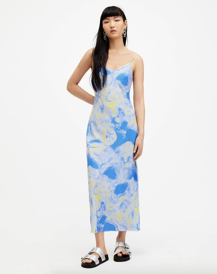Bryony Spiral Print Midi Slip Dress