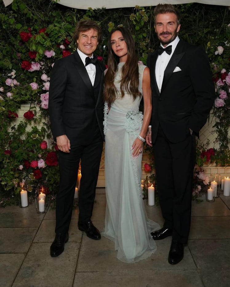 Tom Cruise, Victoria and David Beckham at Victoria's 50th Birthday party.