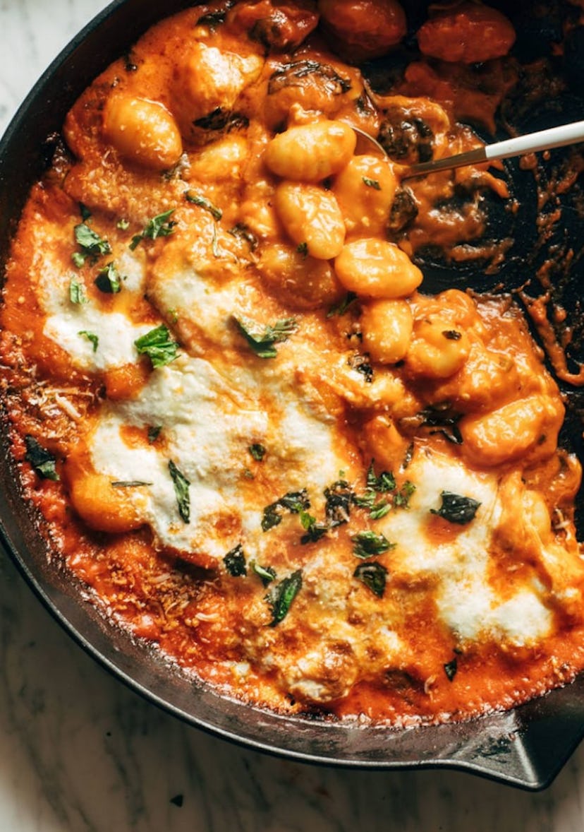One of the top cheesy dinner recipes to make is three cheese baked gnocchi.