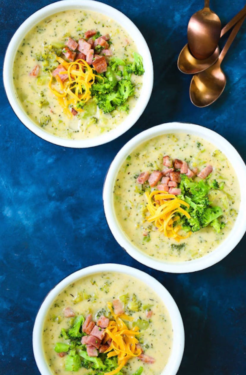 Broccoli, ham, and cheese soup is one of the best cheesy dinner recipes to make.