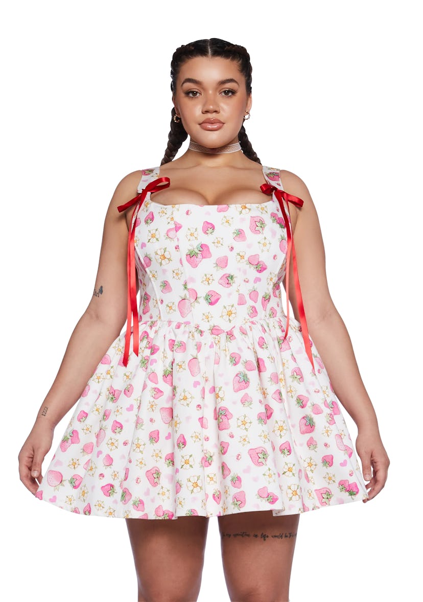 Dolls Kill X Strawberry Shortcake Plus Ladybug Summer Corset Mini Dress