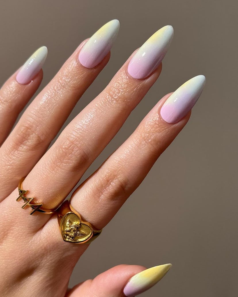 Pastel watercolor nails are on-trend.