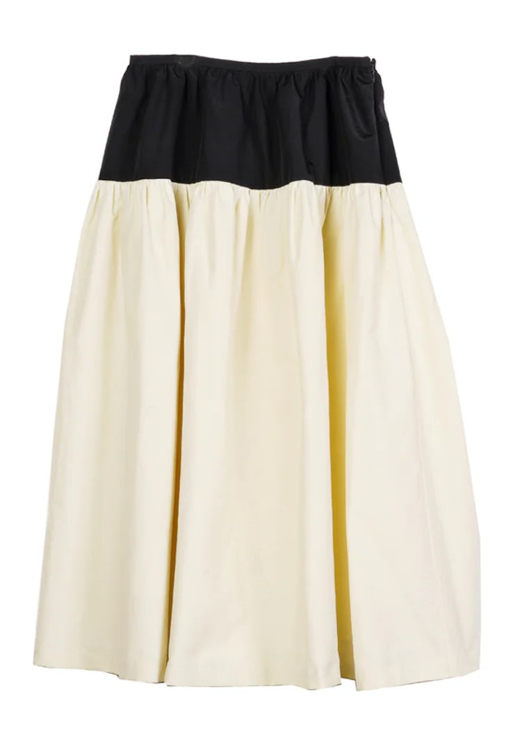 white poplin skirt with black trim