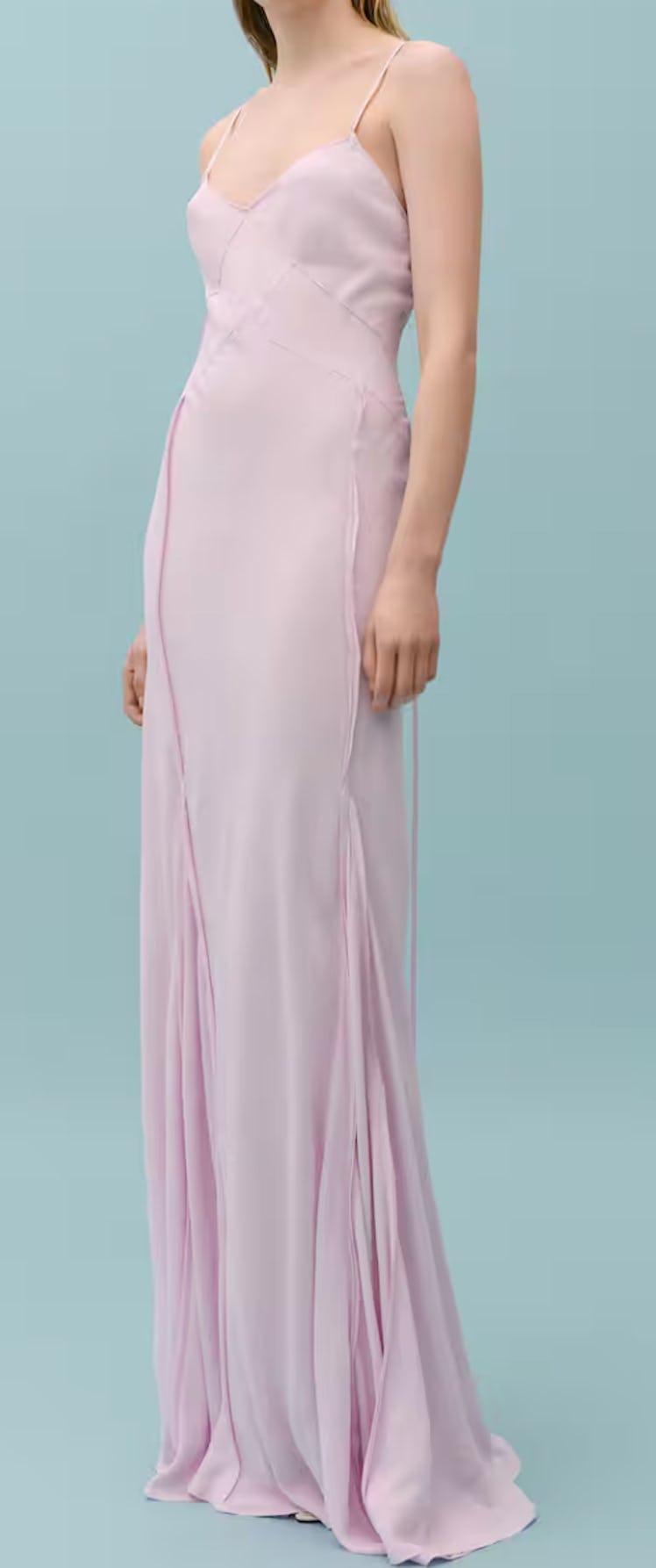 pale pink silk slip dress