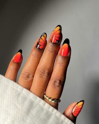 bright monarch nail art