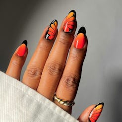 bright monarch nail art