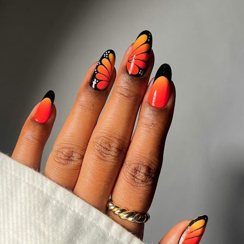 bright monarch nail art