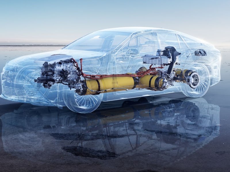 Diagram of Toyota Mirai's hydrogen fuel tank