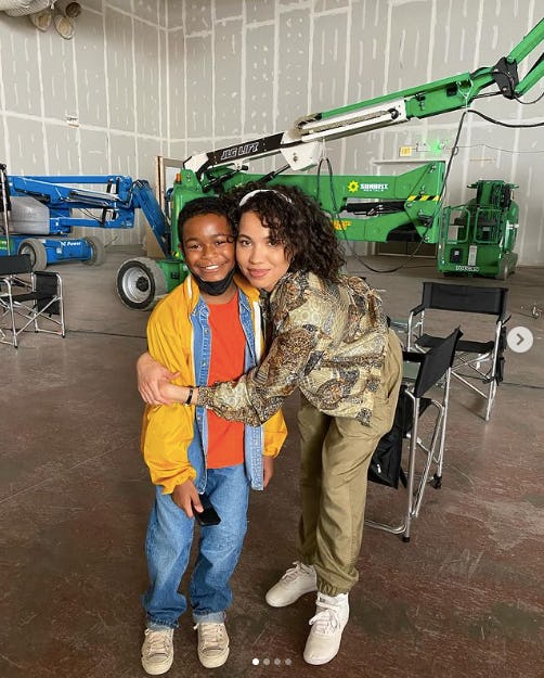 Jurnee Smollett, who plays Malik&rsquo;s mother in &lsquo;We Grown Now,&rsquo; with actor Blake Cameron James.