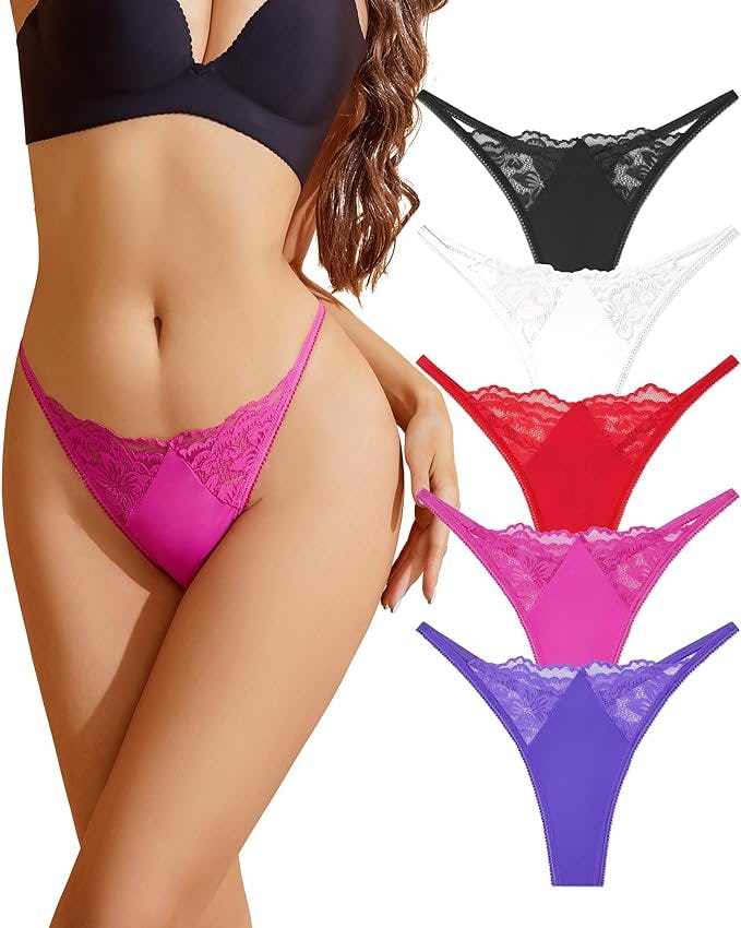 PEASLIM Lace Thongs (5-Pack)