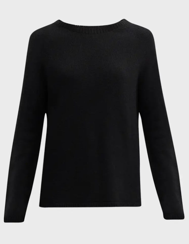 black cashmere crewneck sweater