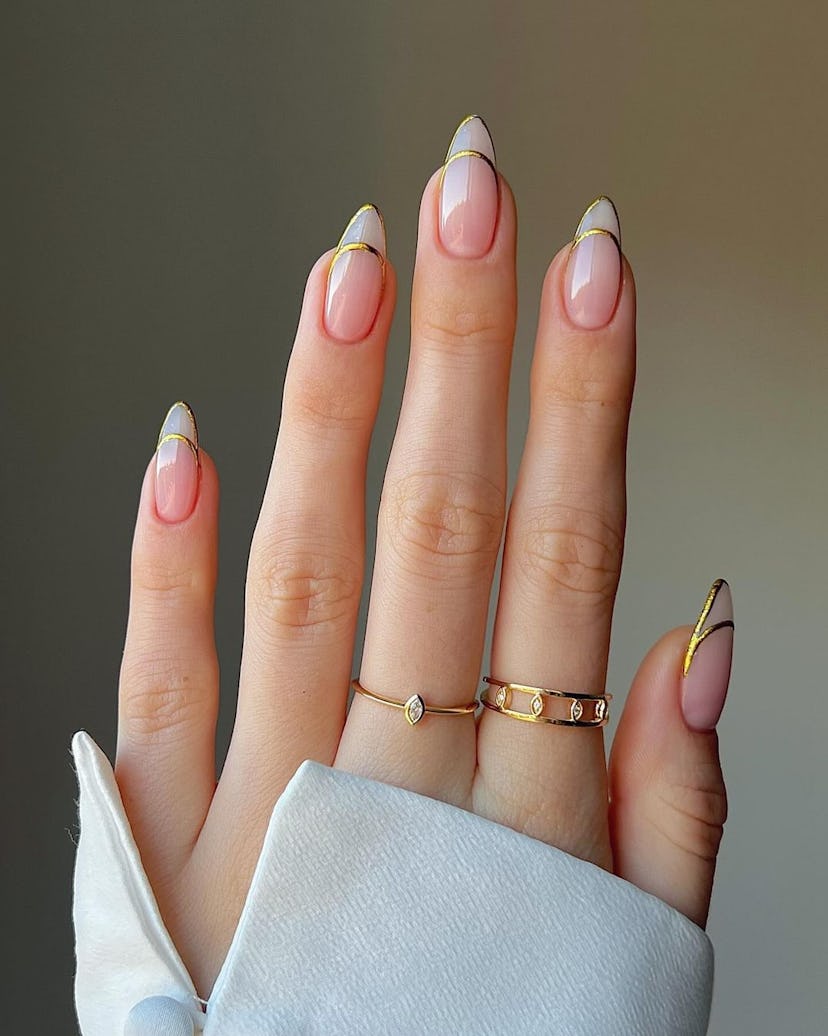 Try gold invisible French tip nails.