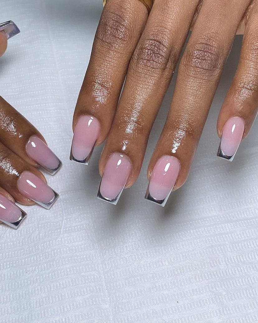 Try silver chrome French tip nails.