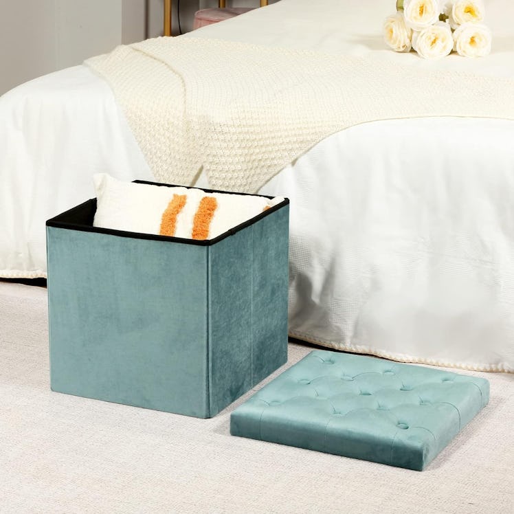 B FSOBEIIALEO Velvet Storage Ottoman