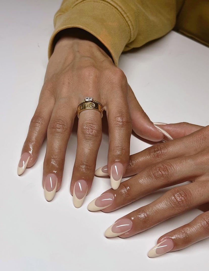 Try vanilla French tip nails.