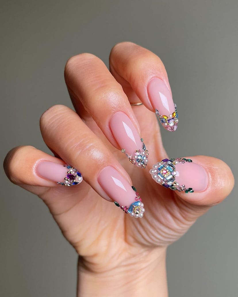Try bedazzled French tip nails.