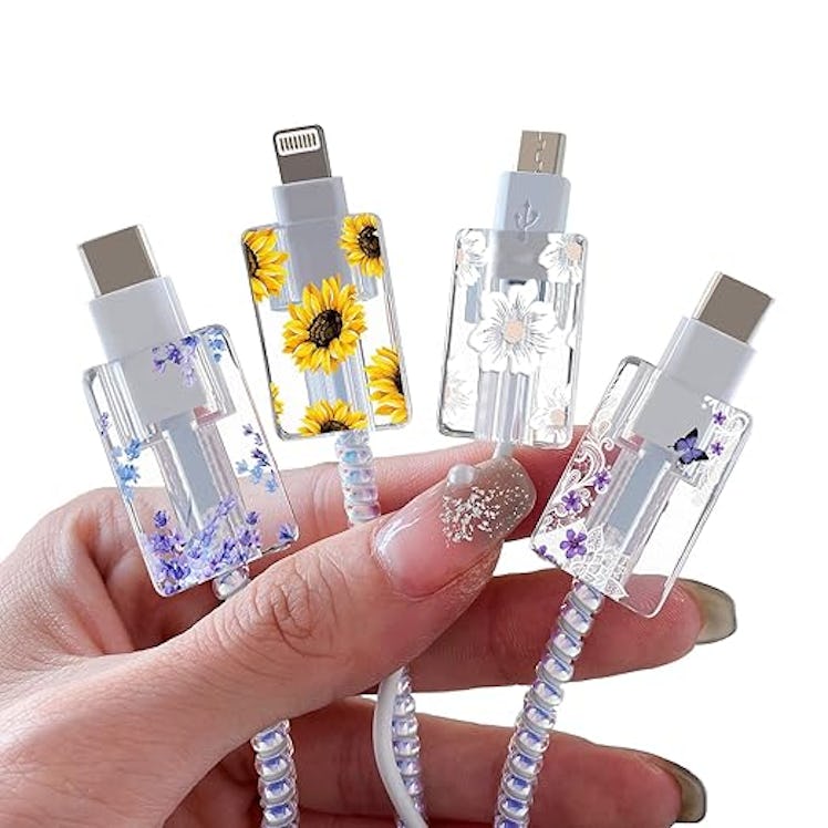 CameCosy Floral Lightning Cable Protectors (4-Pack)