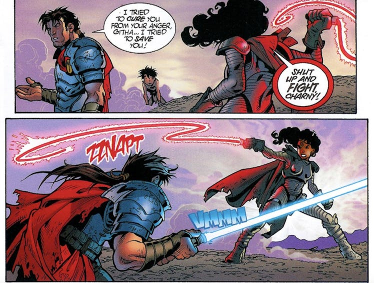 The lightwhip in action in Jedi vs. Sith #4, published in 2001.