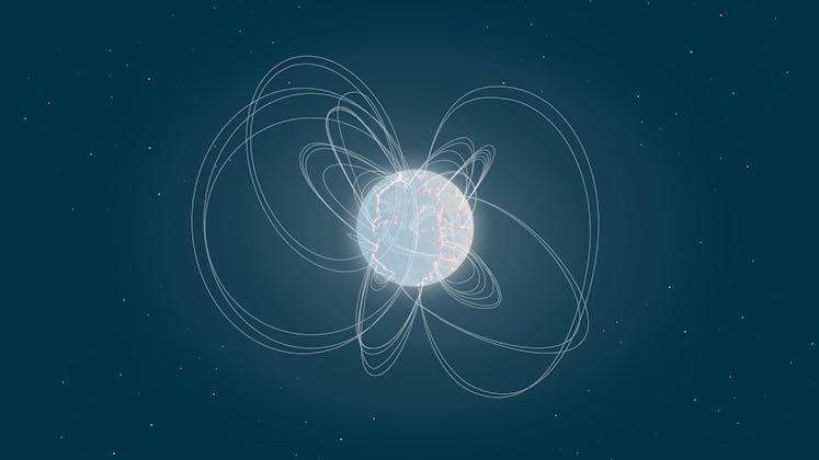 illustration of a neutron star with magnetic field lines