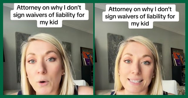 A lawyer discusses why she never signs liability forms for her kids.
