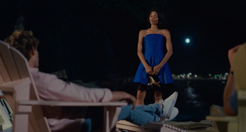 zendaya tashi donaldson challengers movie blue dress on the beach