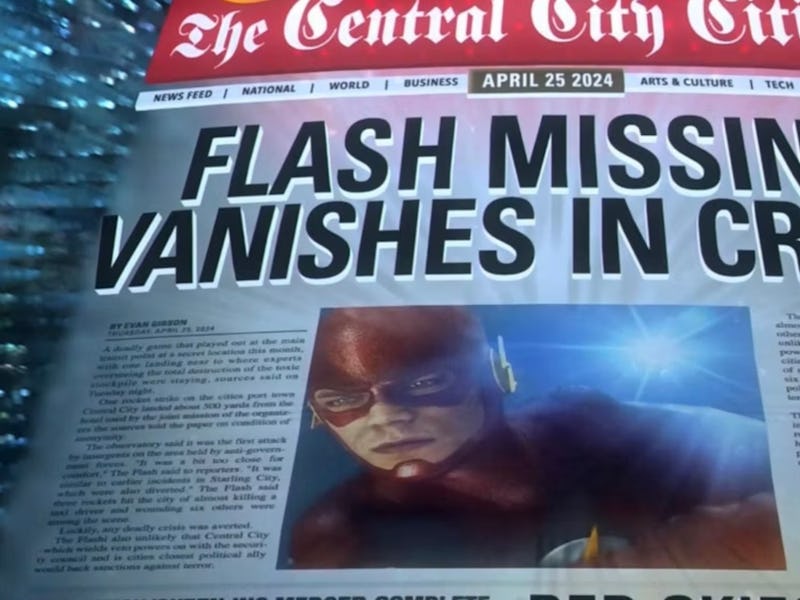 The famous newspaper headline in the first episode of 'The Flash' in 2014.