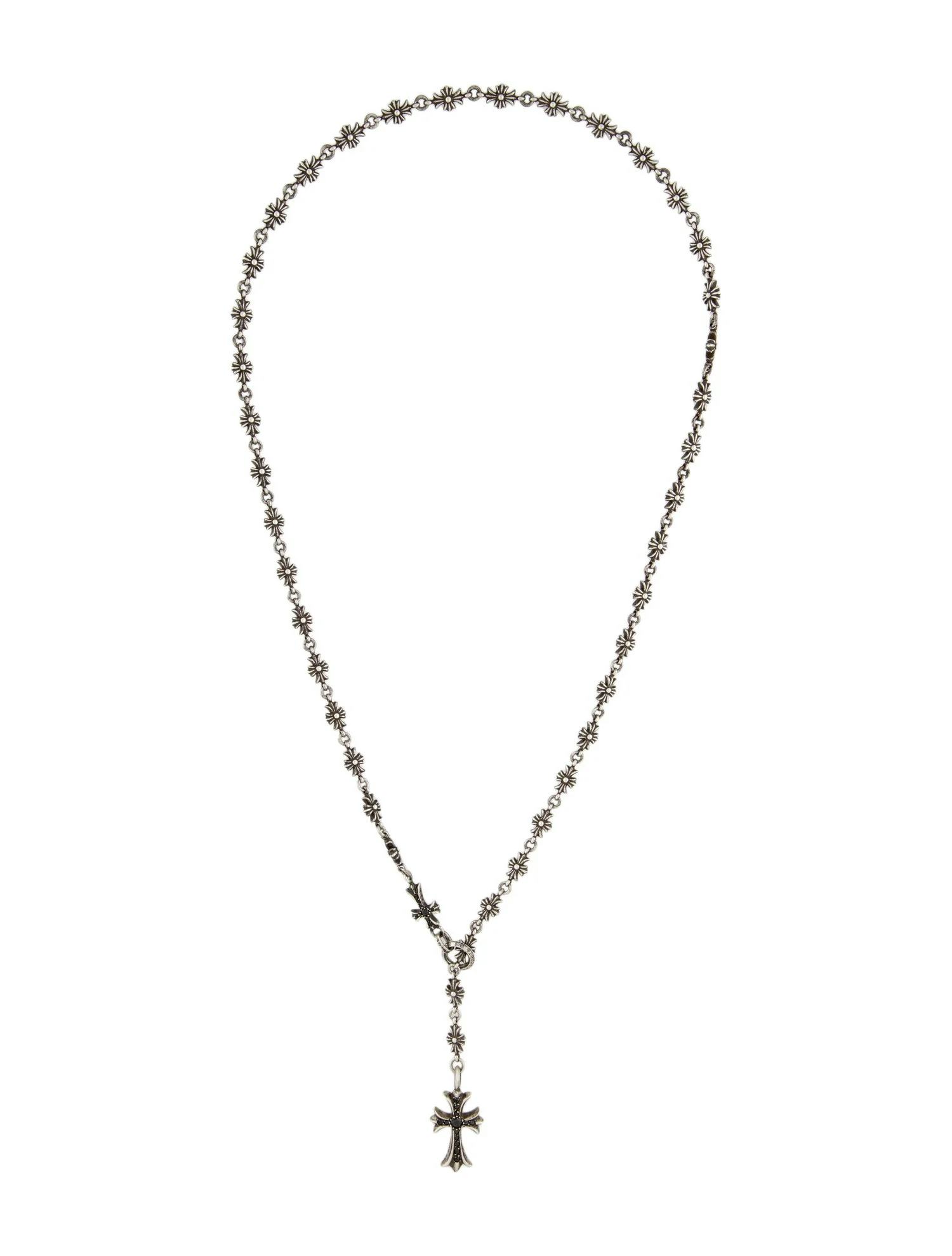 Chrome Hearts Diamond Cross Lariat Necklace