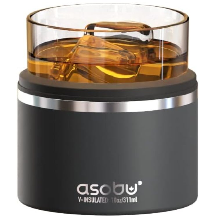 Asobu Whiskey Glass with Insulated Stainless Steel Sleeve