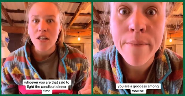 TikTok mom @porchthoughts explains the concept of the "dinner candle."
