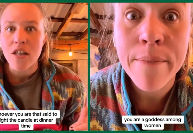 TikTok mom @porchthoughts explains the concept of the "dinner candle."