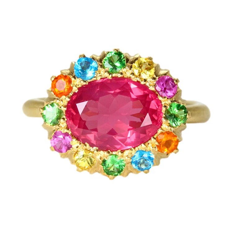 Spinel & Multi-Colored Stones Princess D Ring