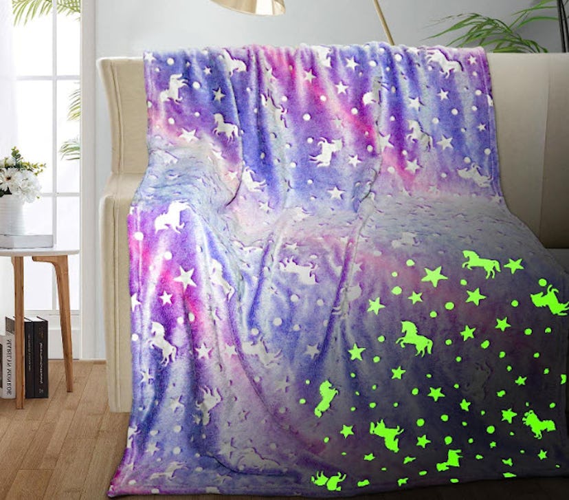 TEHALK Unicorn Glow in The Dark Blanket