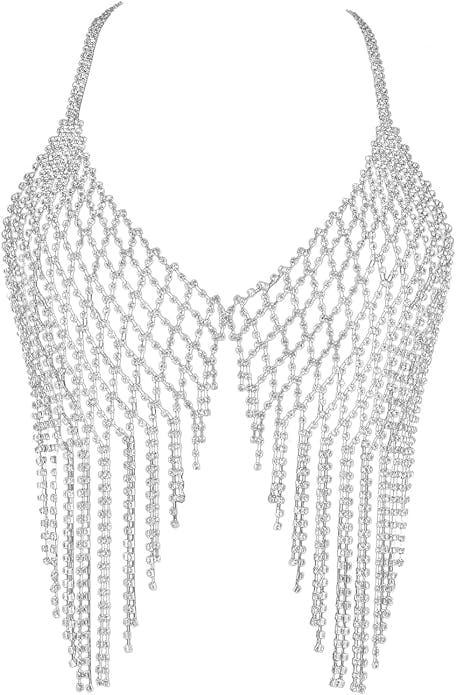 Cuier Tassel Rhinestone Chest Chain