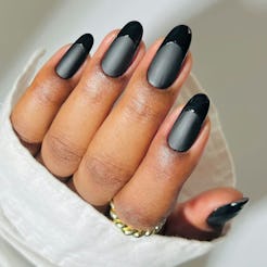 matte black reverse french tip nails