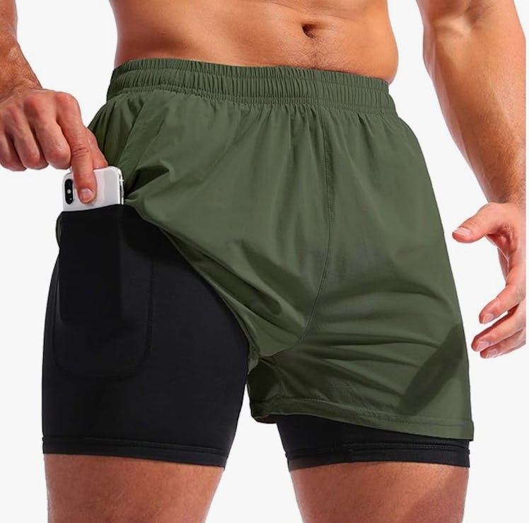 Pudolla Men’s 2 in 1 Running Shorts