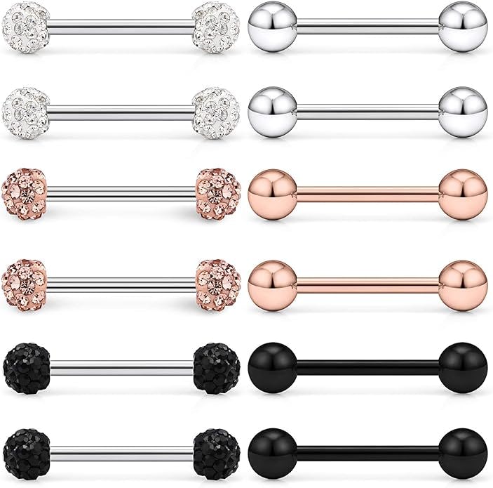 Lcolyoli Surgical Steel Nipple Rings (6 Pairs)