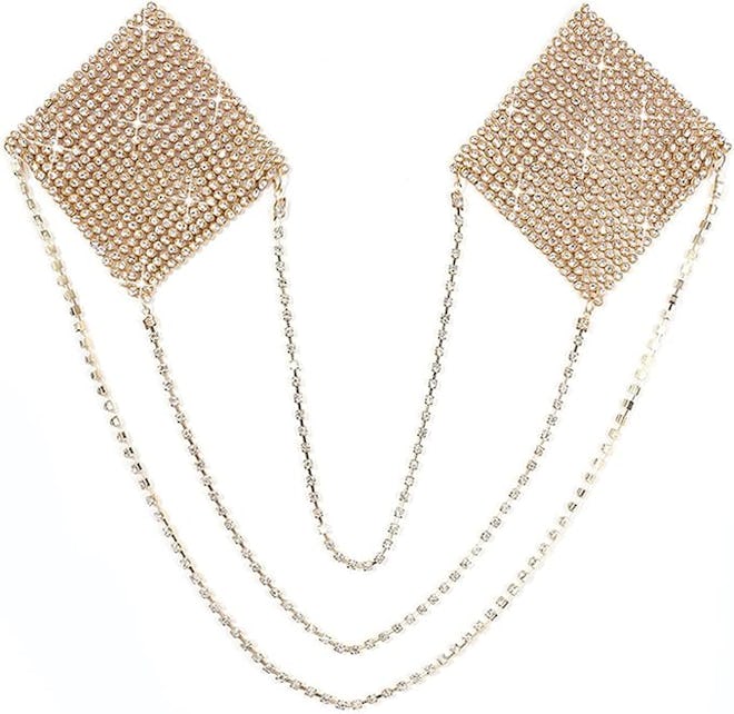 ZGMYC Rhinestones Metal Chain Tassel