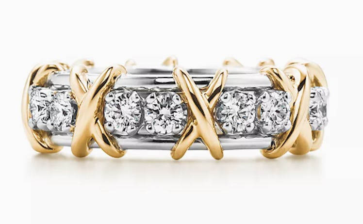 gold and silver diamond ring