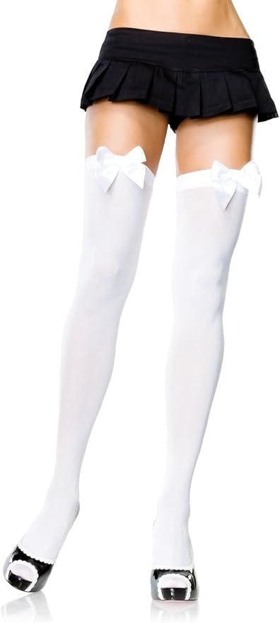 Leg Avenue Satin Bow Accent Thigh Highs