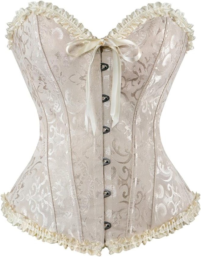 frawirshau Lace Up Boned Overbust Corset