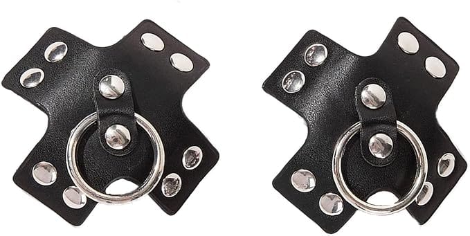 VASTLUCKY Black Leather Nipple Covers