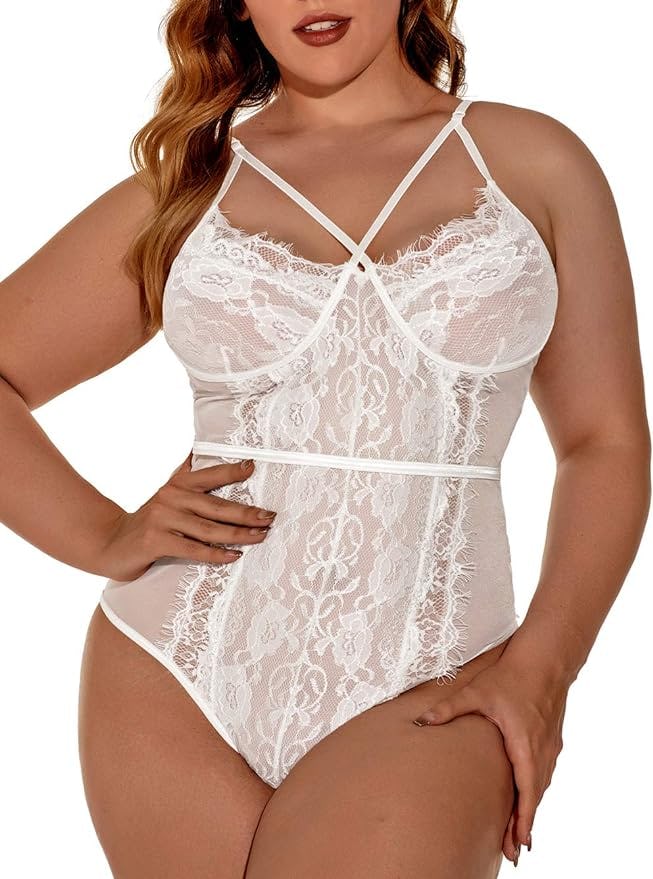 Kaei&amp;Shi Eyelash Lace Bodysuit