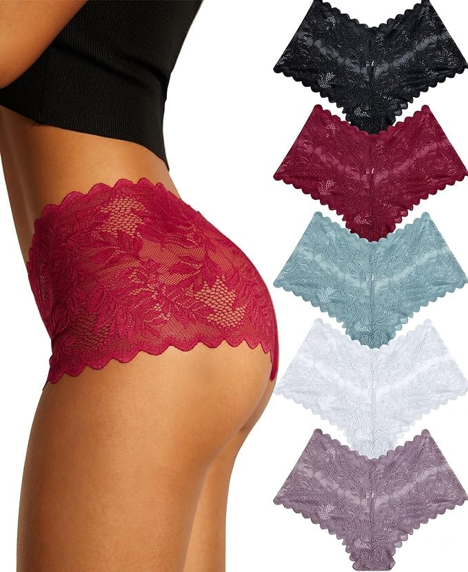 FINETOO Lace High Waist Underwear (5-Pack)